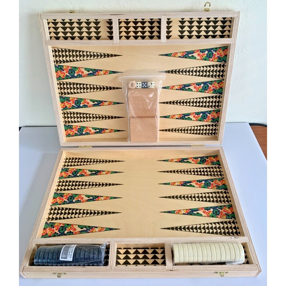 Backgammon Wolfum Poppy Green Travel Backgammon Set Made In USA New open Box